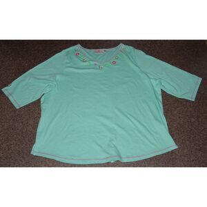 QUACKER FACTORY Embellished Grommets Plus Sz 3X Stretchy Cotton Blend Tee Shirt